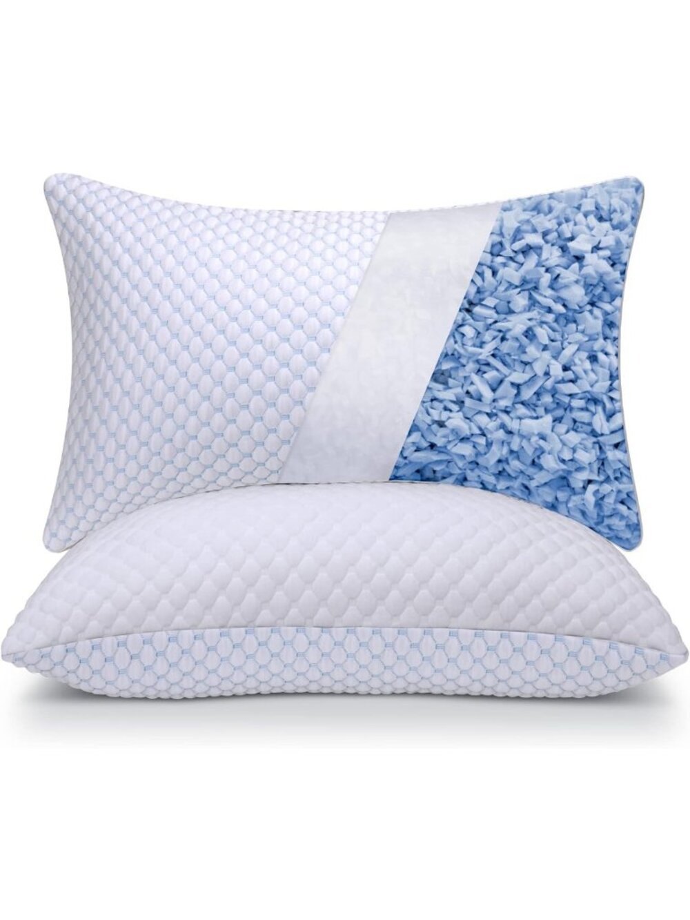 Cozy Queen Size Shredded Memory Foam Pillows - Set of 2 for Ultimate Comfort